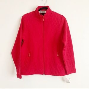 Rafaella Pink Quilted Knit Zippered Jacket Zippered Pockets
Size Small